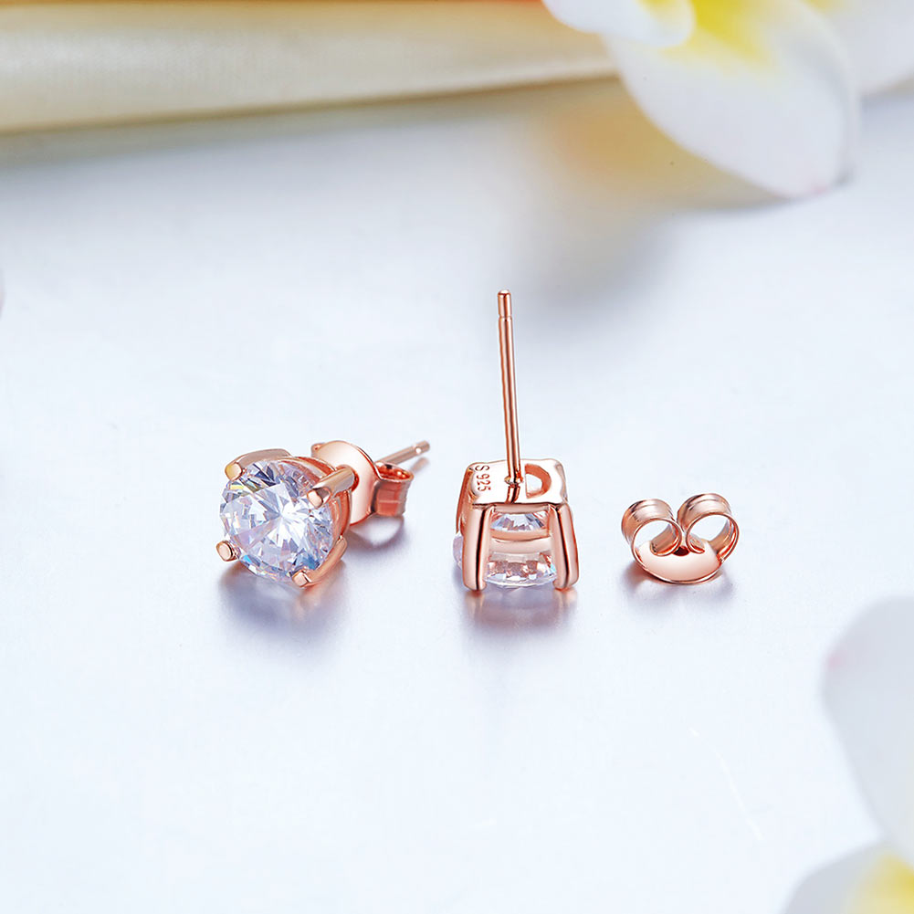 1 Carat Created Diamond Stud Earrings 925 Sterling Silver Rose Gold Plated  XFE8151-2