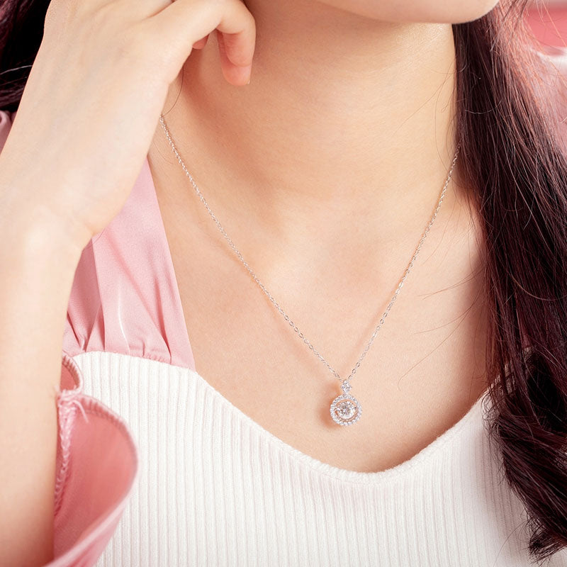 1 Carat Moissanite Diamond Dancing Stone Necklace 925 Sterling Silver MFN8137-1