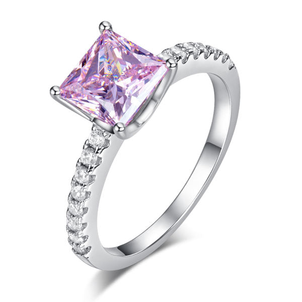 1.5 Ct Fancy Pink Created Diamond 925 Sterling Silver Wedding Ring Promise Anniversary XFR8246-0