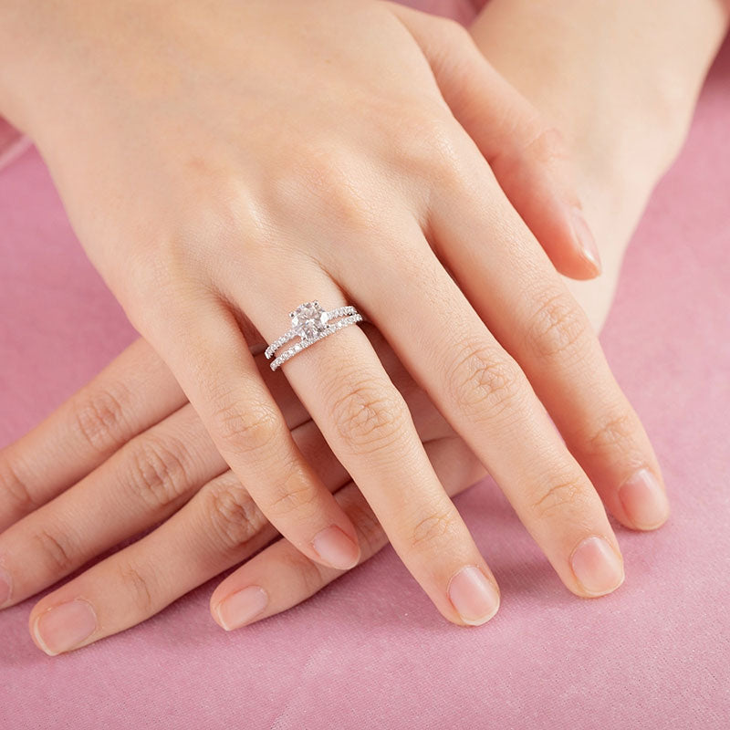 1 Carat Moissanite Diamond Ring Set (1 pcs / 2 pcs) 925 Sterling Silver MFR8361-3