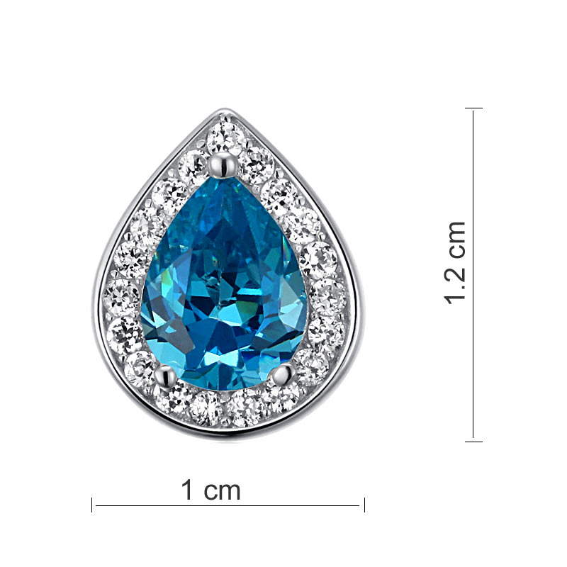 1 Carat Pear Cut Created Blue Topaz 925 Sterling Silver Stud Earrings XFE8033-2