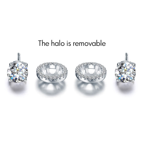 2.5 Carat Halo (Removable) Stud Earrings 925 Sterling Silver Jewelry XFE8125-3