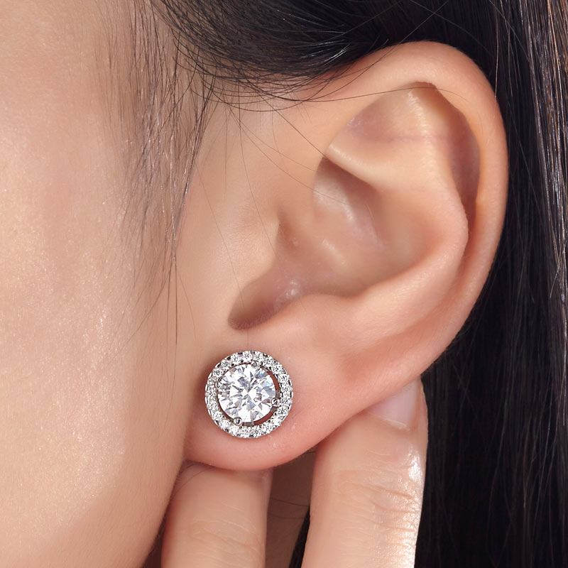 2.5 Carat Halo (Removable) Stud Earrings 925 Sterling Silver Jewelry XFE8125-1