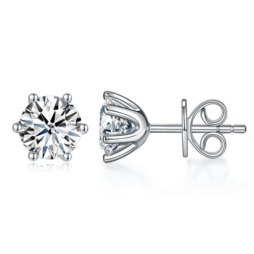 1 Carat Moissanite Diamond 6 Claws Stud Earrings 925 Sterling Silver MFE8185-0