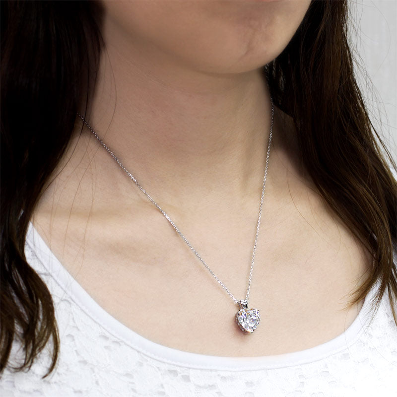 Heart Created Diamond Pendant Necklace 925 Sterling Silver Bridesmaid Wedding Jewelry XFN8043-1