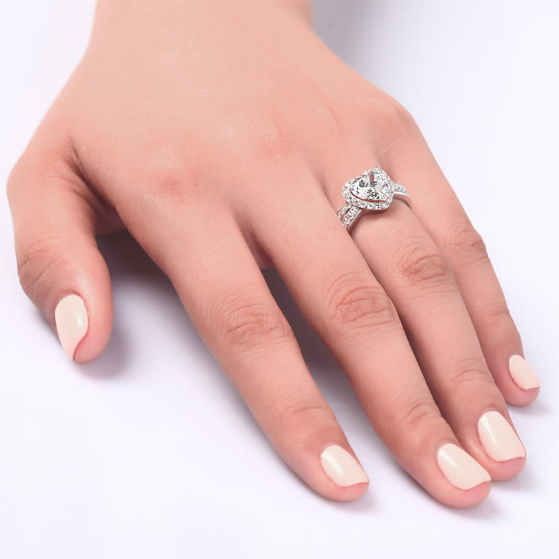 2 Carat Heart Cut Created Diamond 925 Sterling Silver Wedding Anniversary Ring XFR8011-1