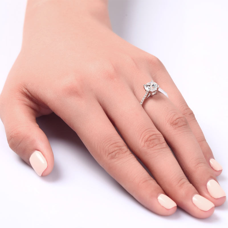 Created Diamond Sterling 925 Silver Engagement Ring XFR8030-1