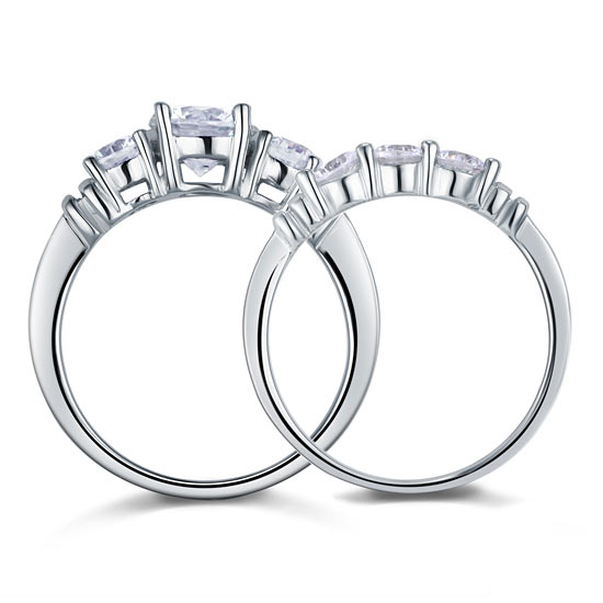 Created Diamond 2-Pc Solid Sterling 925 Silver Ring Set XFR8066-3