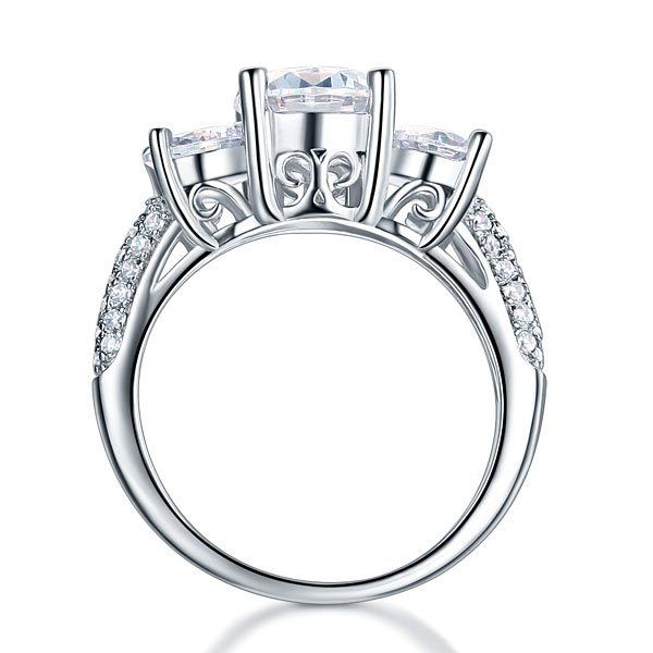 925 Sterling Silver 3-Stone Wedding Ring 2 Carat Created Diamond Jewelry Vintage Style XFR8225-3