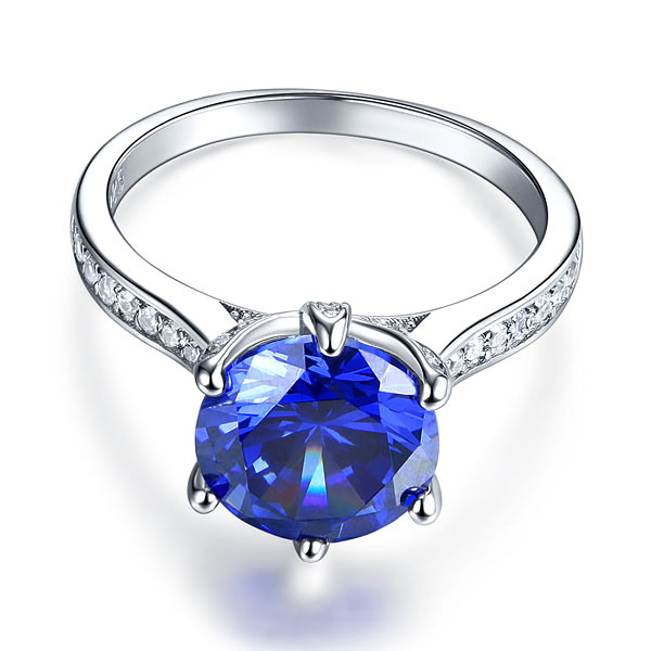 925 Sterling Silver Wedding Engagement Ring 3 Carat Blue Created Diamond Jewelry XFR8211-2