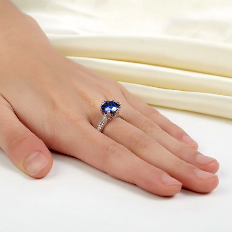 925 Sterling Silver Wedding Engagement Ring 3 Carat Blue Created Diamond Jewelry XFR8211-4