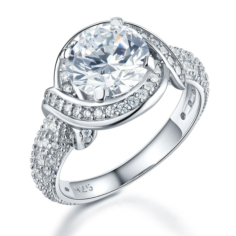 Vintage Style Art Deco 925 Sterling Silver Ring Promise Engagement XFR8238-0