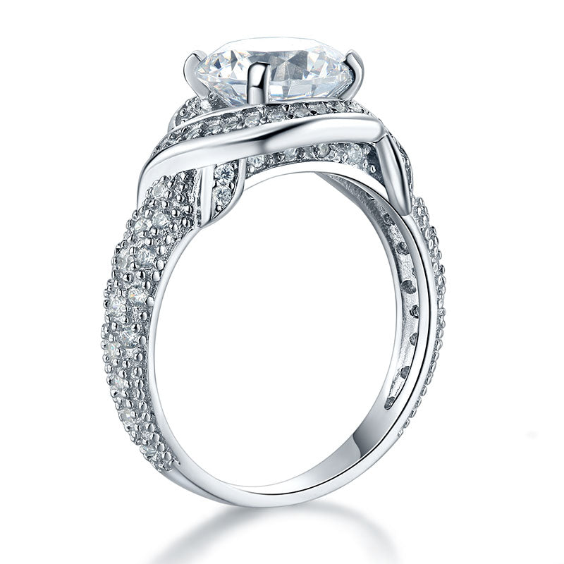 Vintage Style Art Deco 925 Sterling Silver Ring Promise Engagement XFR8238-3
