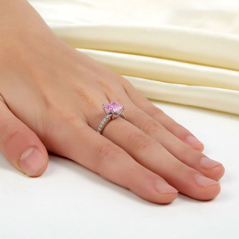 1.5 Ct Fancy Pink Created Diamond 925 Sterling Silver Wedding Ring Promise Anniversary XFR8246-1