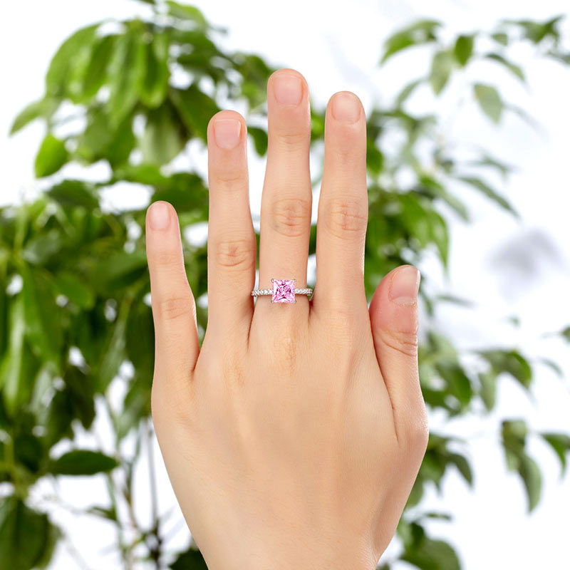 1.5 Ct Fancy Pink Created Diamond 925 Sterling Silver Wedding Ring Promise Anniversary XFR8246-4