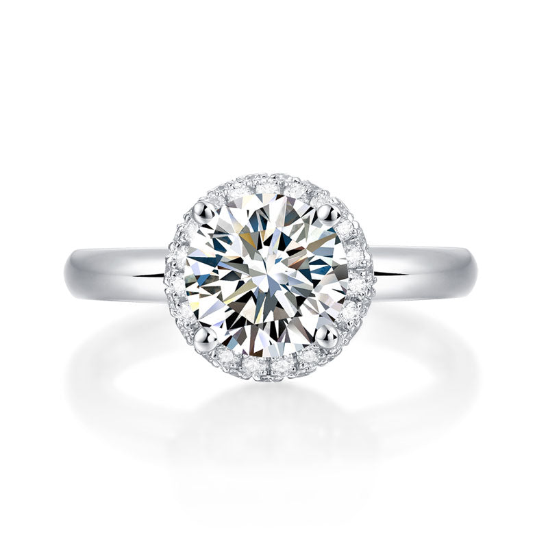 1.5 Carat Moissanite Diamond Ring Halo 925 Sterling Silver MFR8360-4