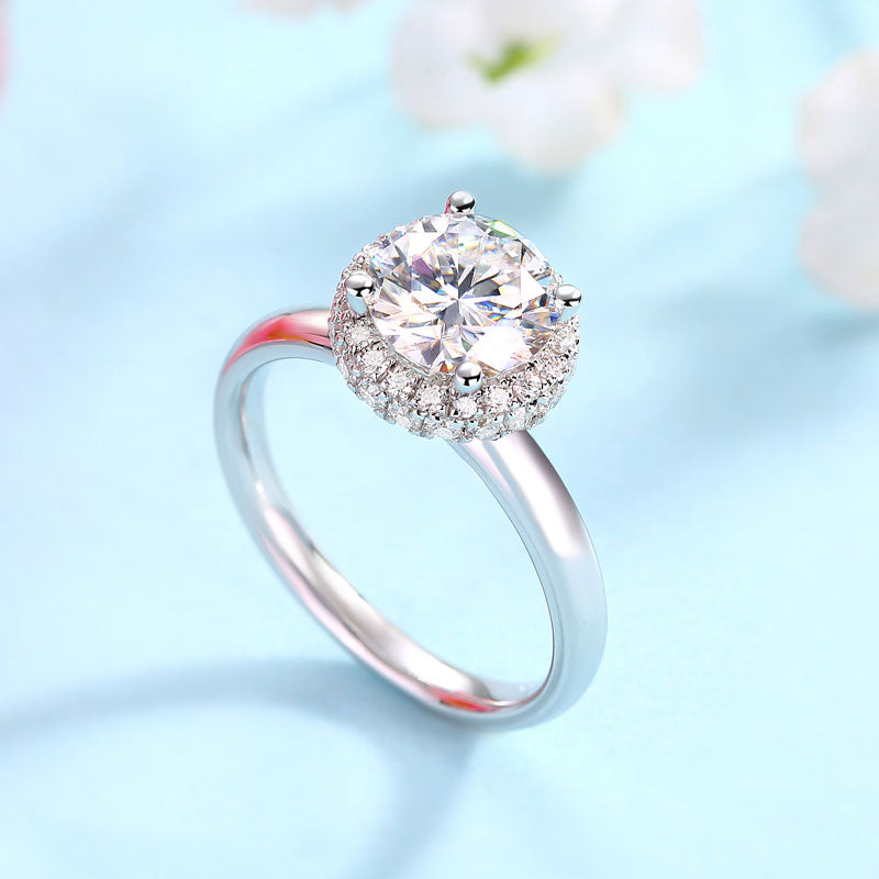 1.5 Carat Moissanite Diamond Ring Halo 925 Sterling Silver MFR8360-2