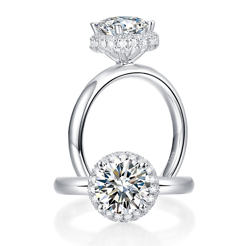 1.5 Carat Moissanite Diamond Ring Halo 925 Sterling Silver MFR8360-0