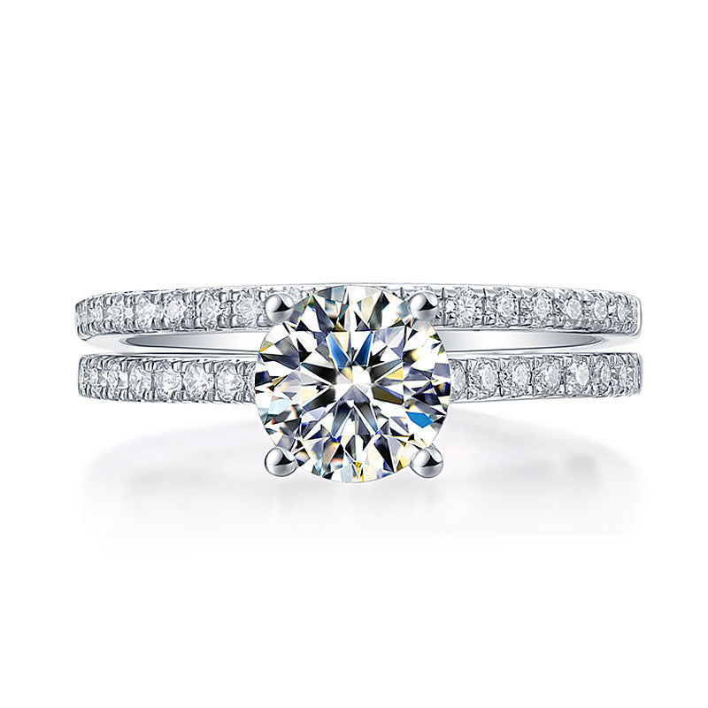1 Carat Moissanite Diamond Ring Set (1 pcs / 2 pcs) 925 Sterling Silver MFR8361-4
