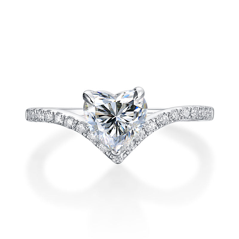 Heart 1 Carat Moissanite Diamond Ring Engagement 925 Sterling Silver MFR8369-4