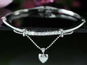 Dangle Heart Bangle use Austrian Crystal XSB094-0