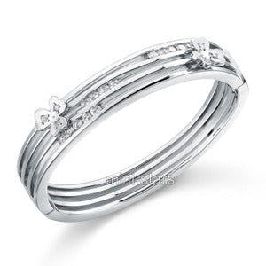 Stylish Flower Cubic Zirconias Created Diamond Bangle XSB146-0