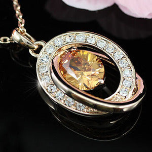 Rose Gold Plated 5 Carat Sapphire Pendant Necklace XN169-0