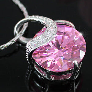 5 Carat Round Cut Created Sapphire Pendant Necklace XN177-0